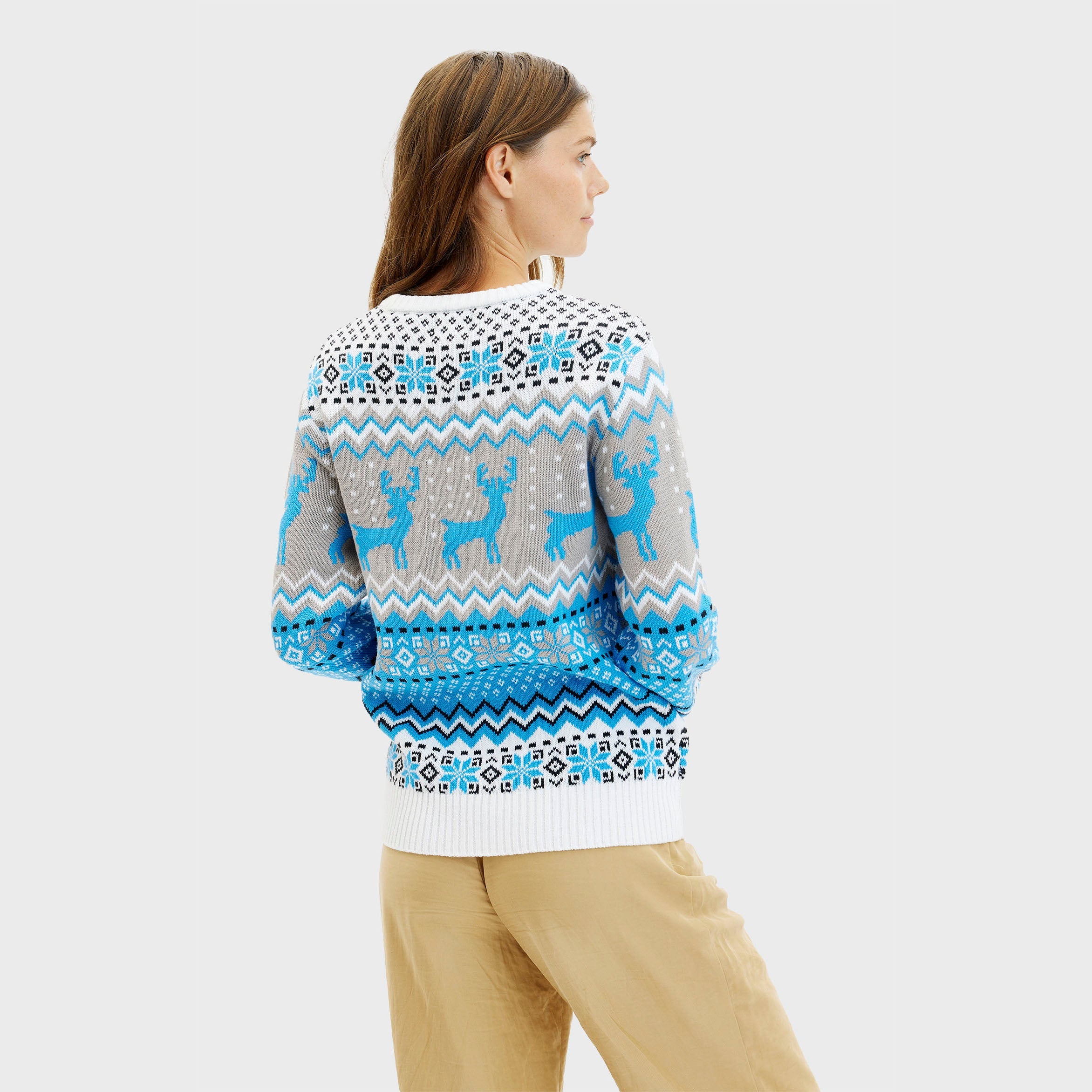 Traditioneller Weihnachtspullover Blau - Damen